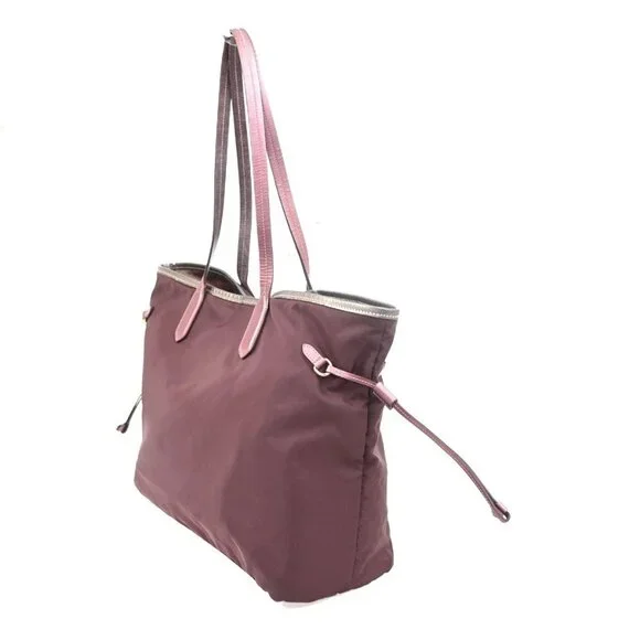 PRADA Logo Tote Shoulder Tote Bag Nylon Saffiano Leather Pink Red GHW 88KC483 - Picture 4 of 15